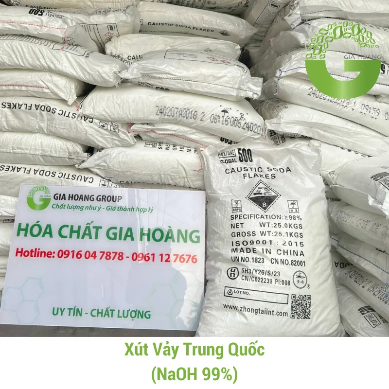 [Báo giá] Hóa chất Xút Vảy NaOH 99%, Trung Quốc, 25kg/bao