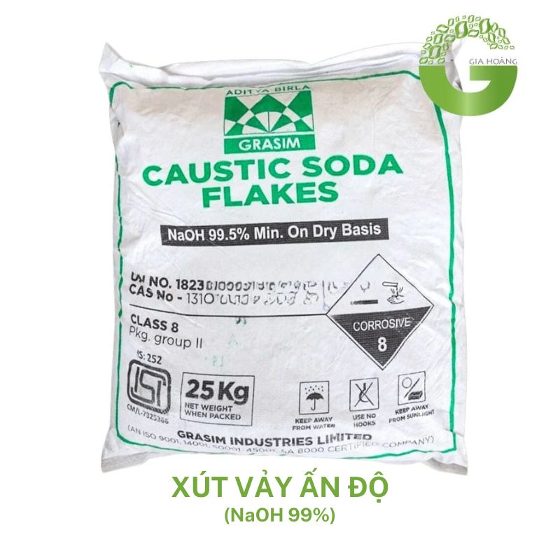 #Sodium Hydroxide NaOH 99% - Xút Vảy Ấn Độ, 25kg/Bao
