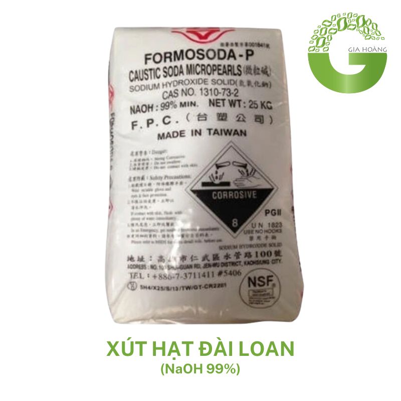 Xút Hạt NaOH Đài Loan 99% - NaOH Hạt 25kg/bao