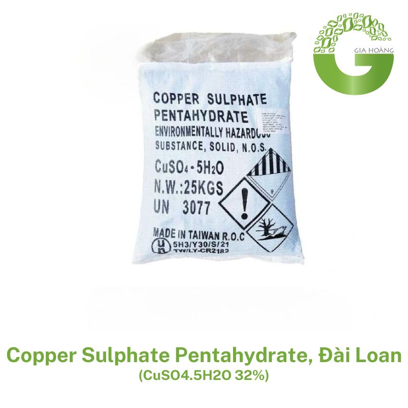 CuSO4.5H2O - Copper Sulphate Pentahydrate 24.5%, Đài Loan, 25kg/bao.