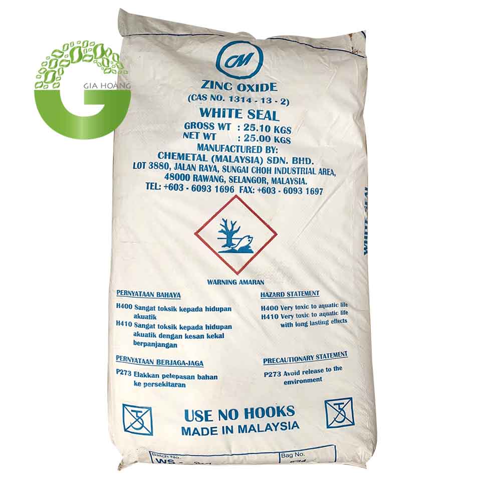  ZnO 99.8% - Zinc Oxide, Đài Loan, Malaysia, 25kg/bao